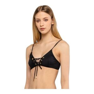 MELISSA ODABASH Marrakech lace-up bikini top in Black NWT